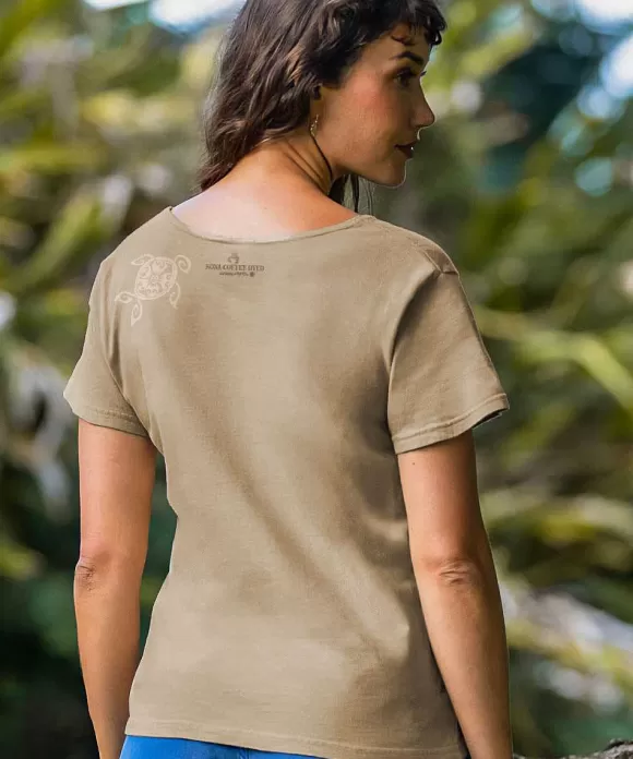 T-Shirts>Crazy Shirts Honu Tapa Quilt - Kona Coffee Dyed Short Sleeve Scoop Neck T-Shirt