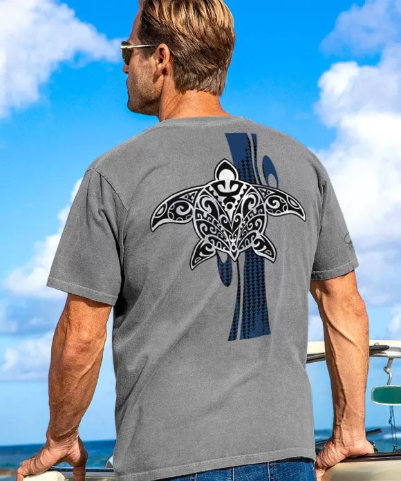 T-Shirts>Crazy Shirts Honu Tribe - Crater Dyed® Short Sleeve Crewneck T-Shirt