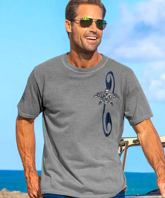 T-Shirts>Crazy Shirts Honu Tribe - Crater Dyed® Short Sleeve Crewneck T-Shirt