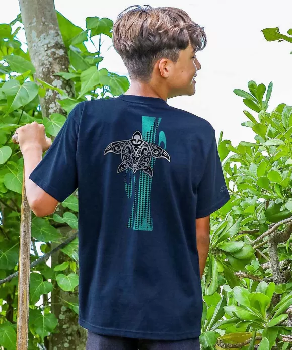 T-Shirts>Crazy Shirts Honu Tribe - Navy Short Sleeve Crewneck T-Shirt