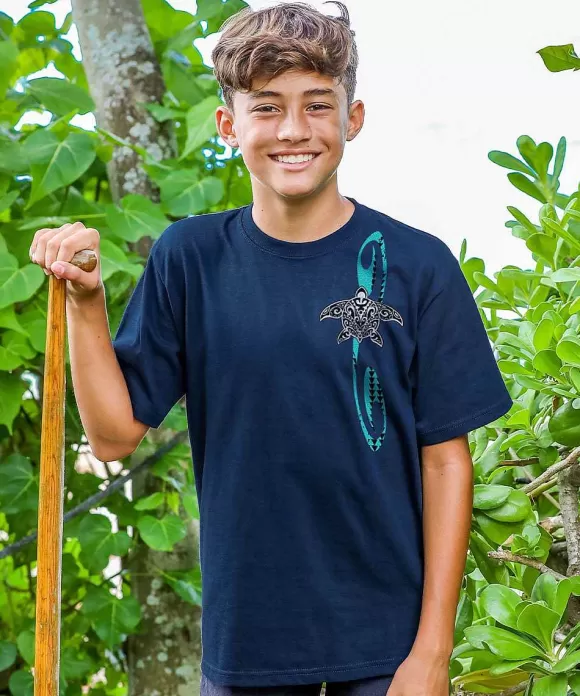 T-Shirts>Crazy Shirts Honu Tribe - Navy Short Sleeve Crewneck T-Shirt