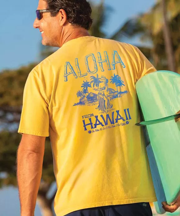 T-Shirts>Crazy Shirts Hula Dancer - Pineapple Dyed Short Sleeve Crewneck T-Shirt