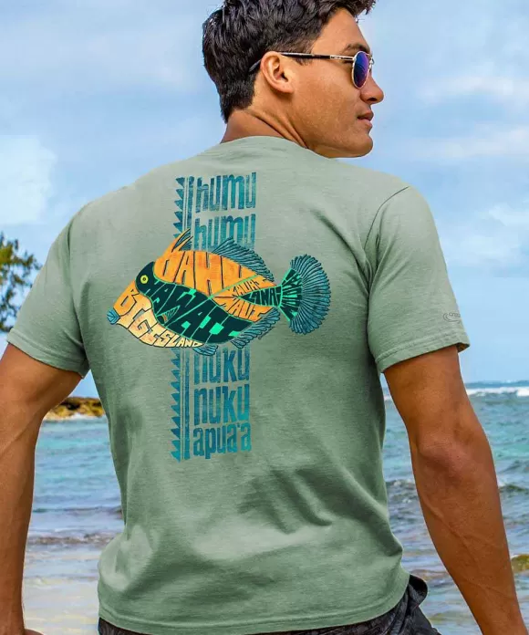 T-Shirts>Crazy Shirts Humu Hawaii - Seaglass Short Sleeve Crewneck T-Shirt