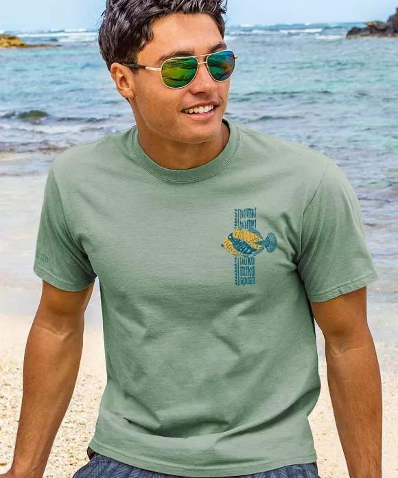 T-Shirts>Crazy Shirts Humu Hawaii - Seaglass Short Sleeve Crewneck T-Shirt
