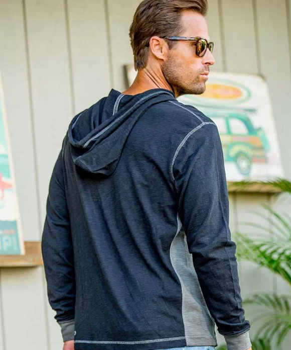 Jackets & Pullovers>Crazy Shirts Ink Dragon - Black/Charcoal Long Sleeve Longboard Hooded Tee