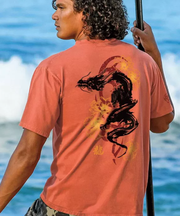 T-Shirts>Crazy Shirts Ink Dragon - Chile Dyed Short Sleeve Crewneck T-Shirt