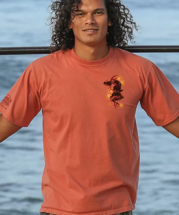 T-Shirts>Crazy Shirts Ink Dragon - Chile Dyed Short Sleeve Crewneck T-Shirt