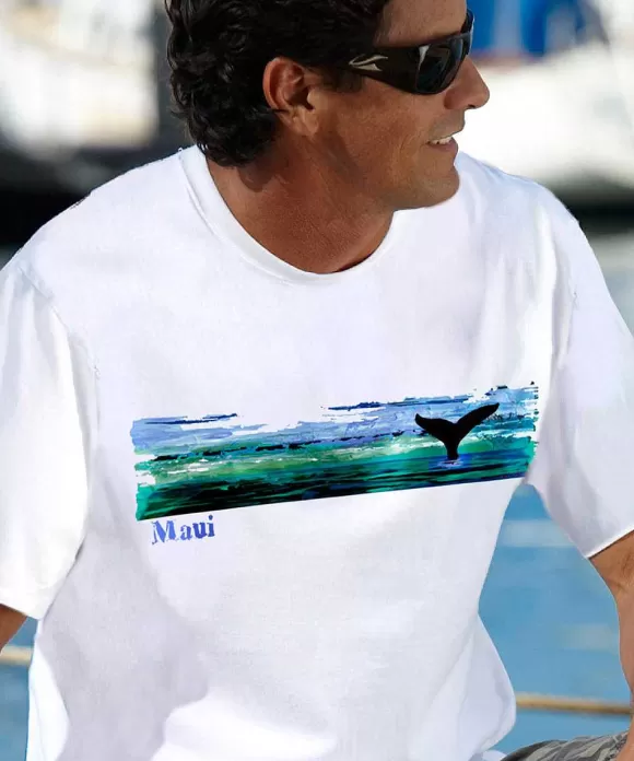 T-Shirts>Crazy Shirts Into Blue - White Short Sleeve Crewneck T-Shirt