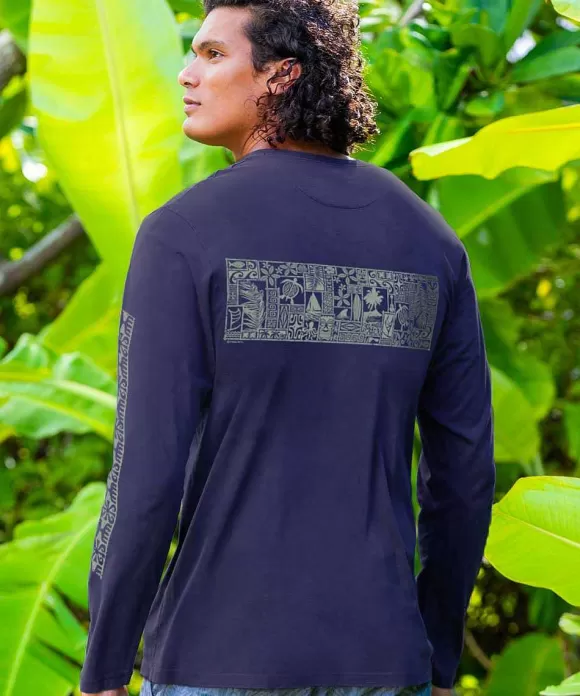 T-Shirts>Crazy Shirts Island Icons Band - Indigo Long Sleeve Pima T-Shirt
