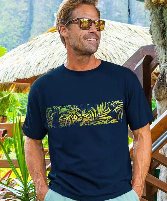 T-Shirts>Crazy Shirts Island Trials Band - Navy Short Sleeve Crewneck T-Shirt
