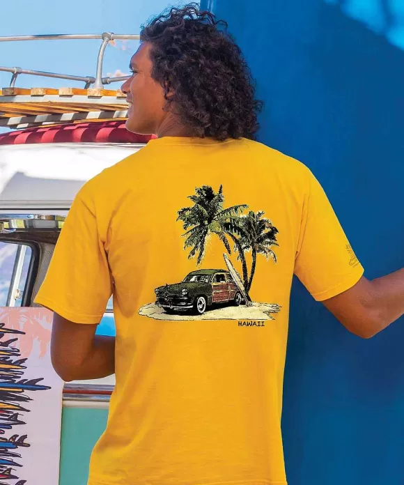 T-Shirts>Crazy Shirts Island Woody - Pineapple Dyed Short Sleeve Crewneck T-Shirt