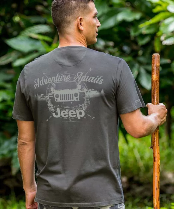 T-Shirts>Crazy Shirts Jeep Adventure Awaits - Smoke Short Sleeve Pima T-Shirt
