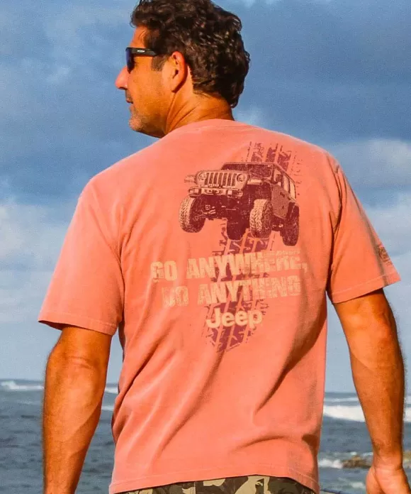 T-Shirts>Crazy Shirts Jeep Tracks - Chile Dyed Short Sleeve Crewneck T-Shirt