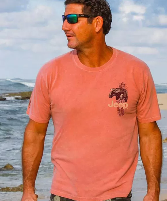T-Shirts>Crazy Shirts Jeep Tracks - Chile Dyed Short Sleeve Crewneck T-Shirt