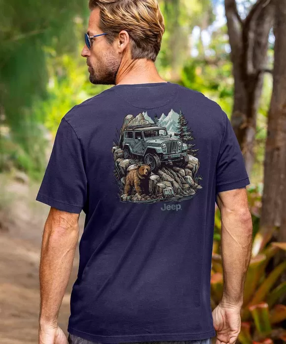 T-Shirts>Crazy Shirts Jeep Wilderness Jeepin - Indigo Short Sleeve Pima T-Shirt