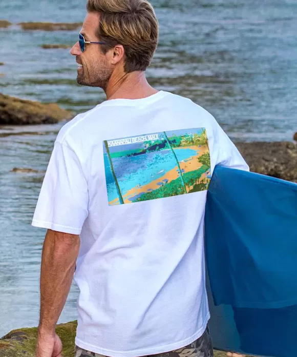 T-Shirts>Crazy Shirts Kaanapali Beach - White Short Sleeve Crewneck T-Shirt