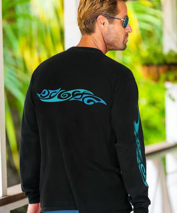 T-Shirts>Crazy Shirts Kai Nui Offshore - Black Long Sleeve Crewneck T-Shirt