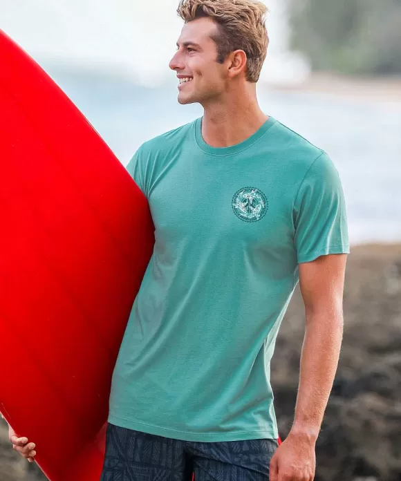 T-Shirts>Crazy Shirts Kako Tri Mano - Seagreen Short Sleeve Pima T-Shirt