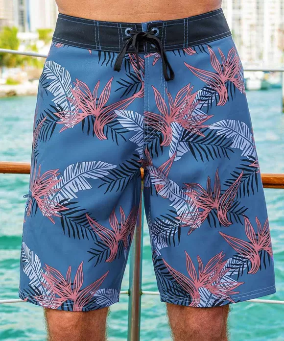 Shorts>Crazy Shirts Keanu Tribal Slate Blue Eco Hydroprint Board Shorts