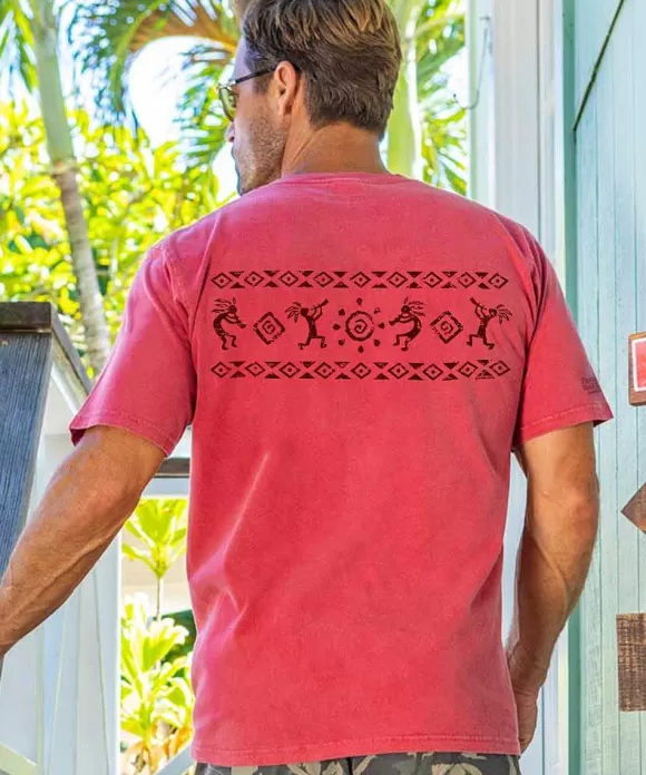 T-Shirts>Crazy Shirts Kokopelli Sol - Paradise Red Dyed Short Sleeve Crewneck T-Shirt