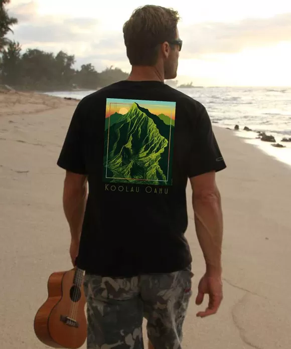 T-Shirts>Crazy Shirts Koolau Sunset - Black Short Sleeve Crewneck T-Shirt