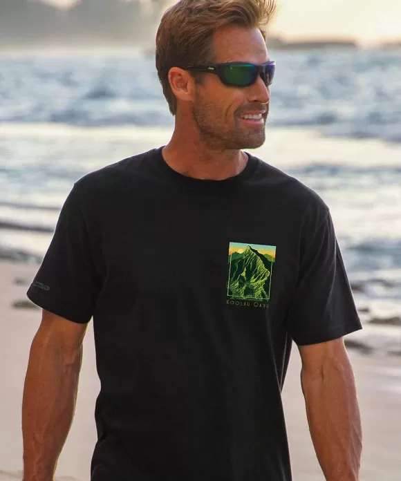 T-Shirts>Crazy Shirts Koolau Sunset - Black Short Sleeve Crewneck T-Shirt