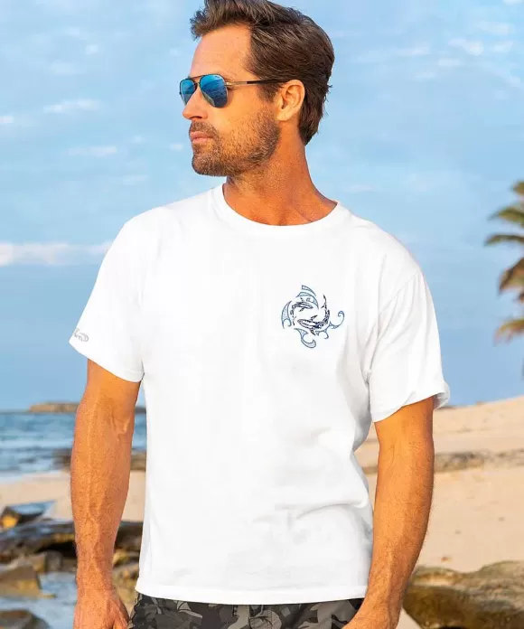 T-Shirts>Crazy Shirts Mano Frenzy Chase - White Short Sleeve Crewneck T-Shirt