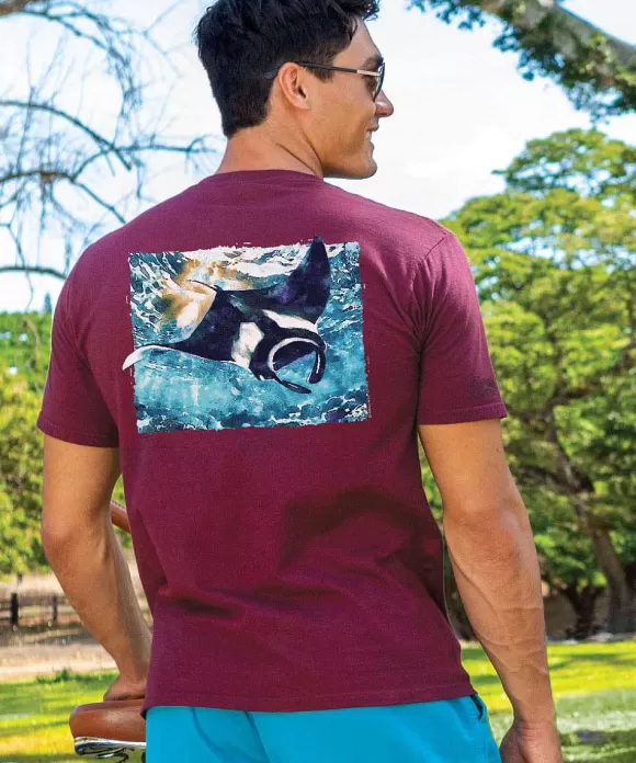T-Shirts>Crazy Shirts Manta Watercolor - Fig Dyed Short Sleeve Crewneck T-Shirt