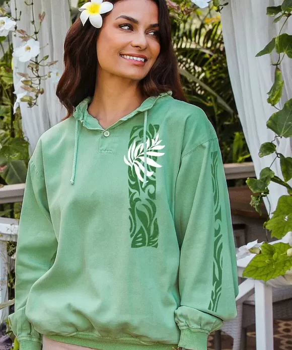 Jackets & Pullovers>Crazy Shirts Mapuana - Key Lime Dyed Long Sleeve Lightweight Pullover