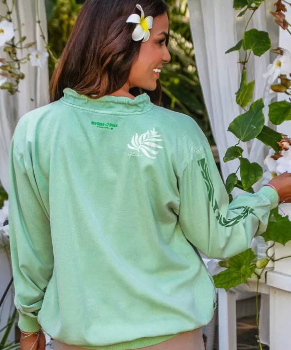 Jackets & Pullovers>Crazy Shirts Mapuana - Key Lime Dyed Long Sleeve Lightweight Pullover