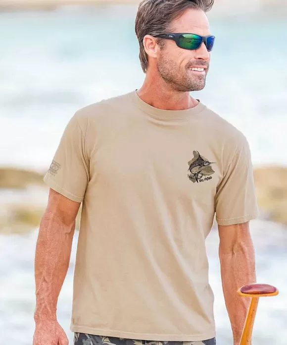 T-Shirts>Crazy Shirts Marlin Of Hawaii - Kona Coffee Dyed Short Sleeve Crewneck T-Shirt