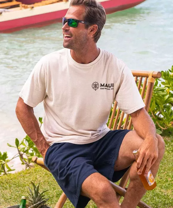 T-Shirts>Crazy Shirts Maui Brewing Co Coconut Hiwa - Coconut Dyed Short Sleeve Crewneck T-Shirt