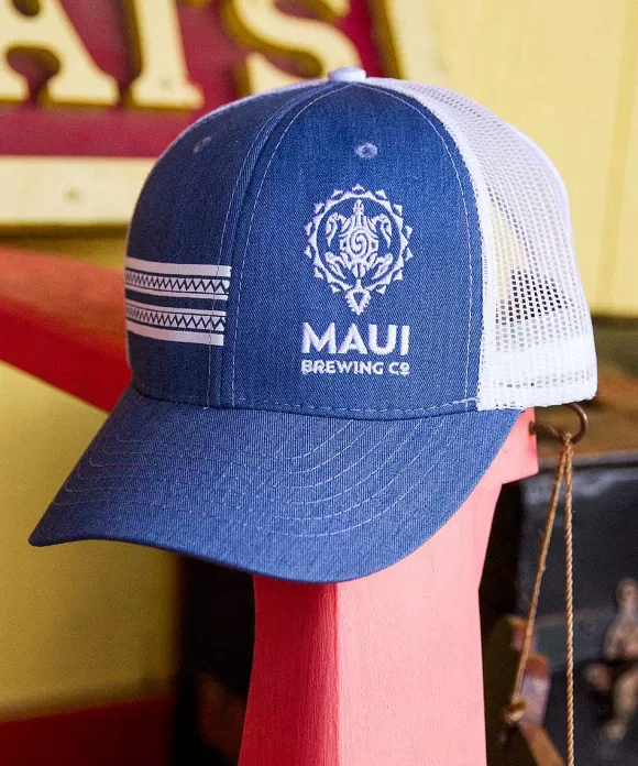 Hats>Crazy Shirts Maui Brewing Co Logo - Blue Heather Trucker Hat