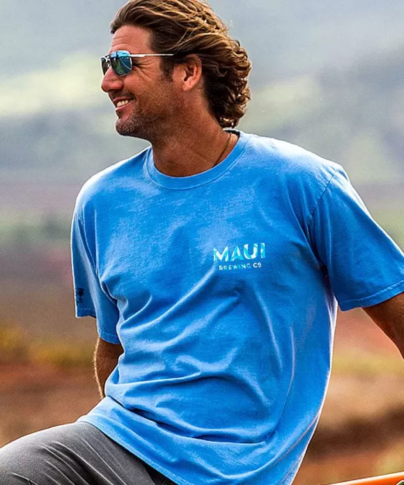 T-Shirts>Crazy Shirts Maui Brewing Co New Big Swell - Blue Hawaii Dyed Short Sleeve Crewneck T-Shirt