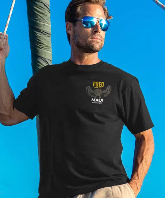 T-Shirts>Crazy Shirts Maui Brewing Co Pueo - Black Short Sleeve Crewneck T-Shirt
