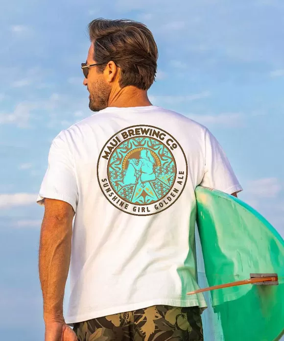 T-Shirts>Crazy Shirts Maui Brewing Co Sunshine Girl - White Short Sleeve Crewneck T-Shirt