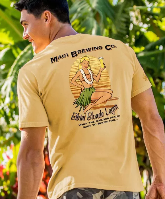 T-Shirts>Crazy Shirts Maui Brewing Co Vintage Bikini Blonde - Beer Dyed Short Sleeve Crewneck T-Shirt