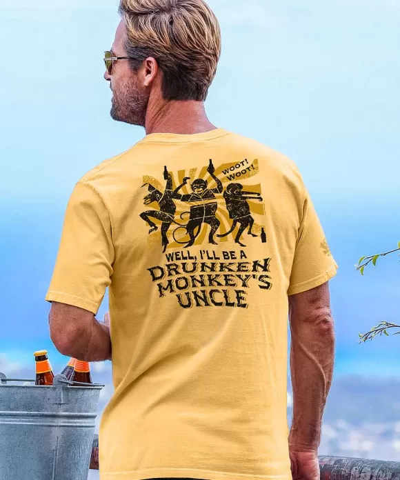 T-Shirts>Crazy Shirts Monkey'S Uncle - Beer Dyed Short Sleeve Crewneck T-Shirt