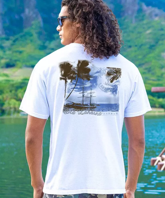 T-Shirts>Crazy Shirts Old Lahaina - White Short Sleeve Crewneck T-Shirt