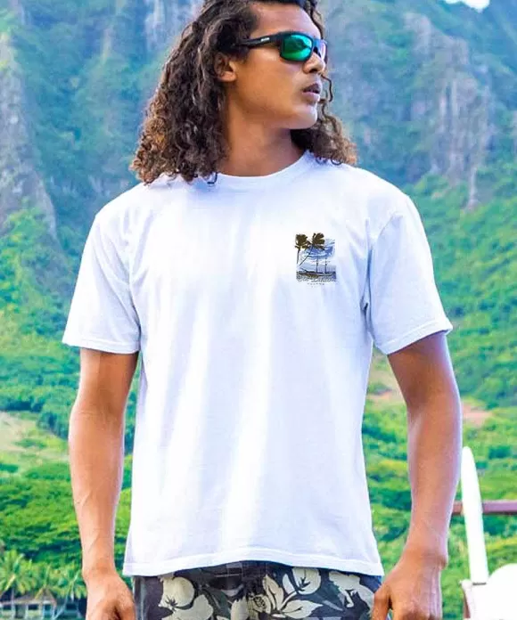 T-Shirts>Crazy Shirts Old Lahaina - White Short Sleeve Crewneck T-Shirt