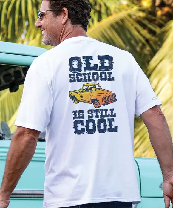 T-Shirts>Crazy Shirts Old School - White Short Sleeve Crewneck T-Shirt