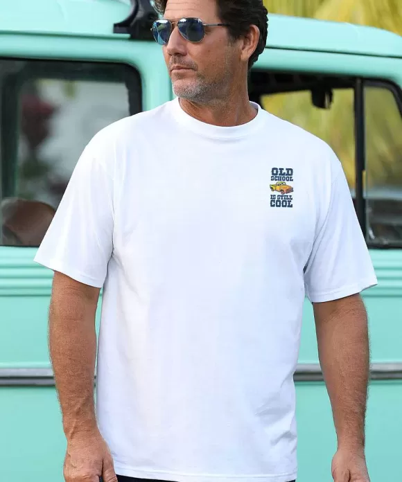 T-Shirts>Crazy Shirts Old School - White Short Sleeve Crewneck T-Shirt