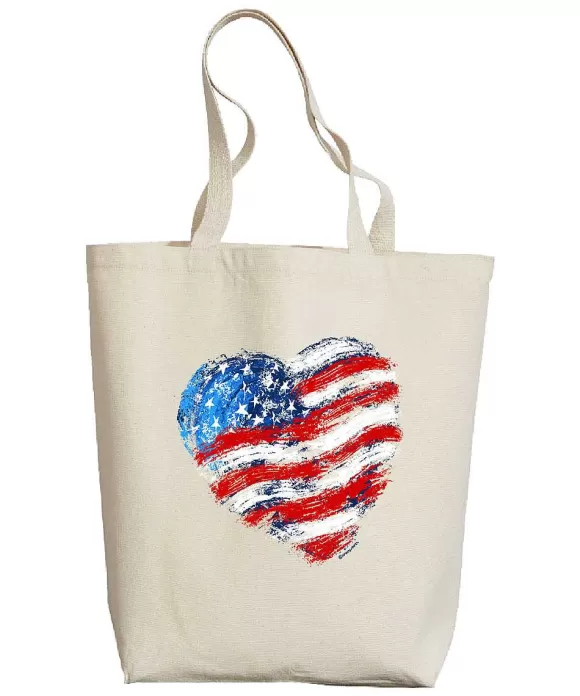 Trinkets>Crazy Shirts Painted Heart Flag - Natural Weekend Tote