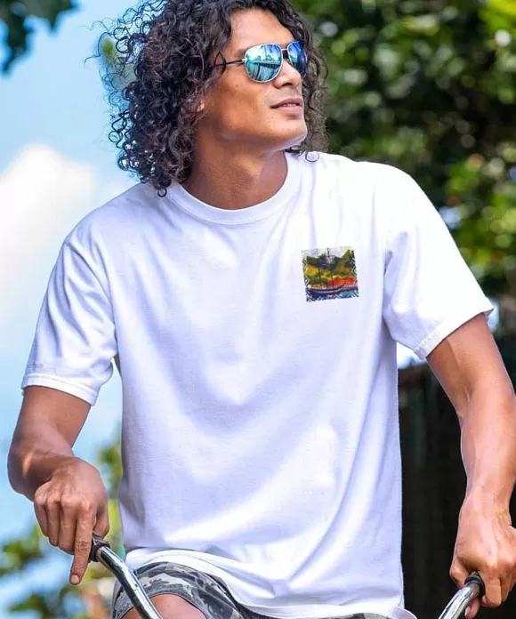 T-Shirts>Crazy Shirts Painted Lahaina - White Short Sleeve Crewneck T-Shirt