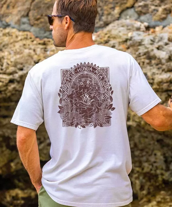 T-Shirts>Crazy Shirts Pele Woodcut - White Short Sleeve Crewneck T-Shirt