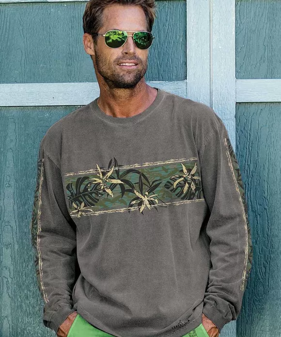 T-Shirts>Crazy Shirts Piko Band - Crater Dyed® Long Sleeve Crewneck T-Shirt