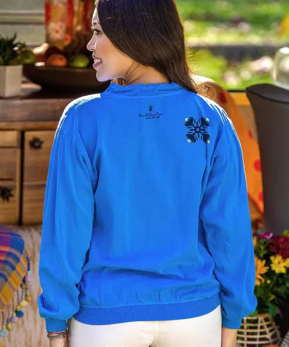 Jackets & Pullovers>Crazy Shirts Protea Stripe - Blue Hawaii Dyed Long Sleeve Lightweight Pullover