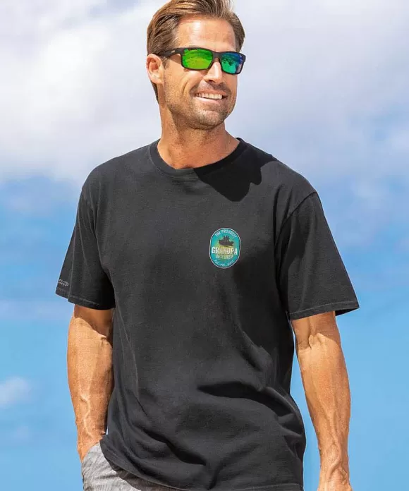 T-Shirts>Crazy Shirts Proudest Grandpa - Black Short Sleeve Crewneck T-Shirt
