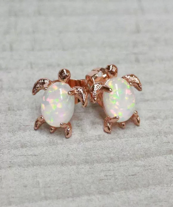 Jewelry>Crazy Shirts Pura Vida Rose Gold Opal Sea Turtle Earrings
