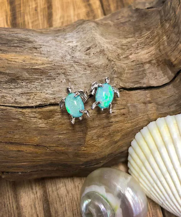 Jewelry>Crazy Shirts Pura Vida Silver Opal Sea Turtle Earrings
